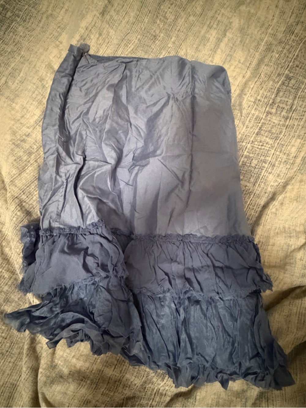 Eileen Fisher Dusty Blue Tiered Ruffle Midi Skirt